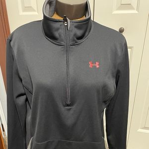 Under Armour Womens large Dark Gray/Pink Half Zip Pullover